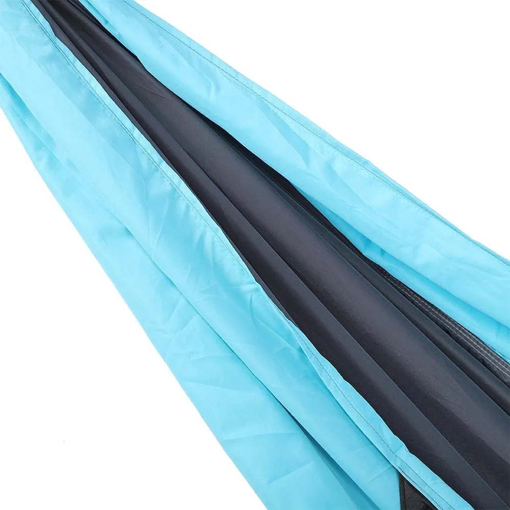 Dual Use Hanging Chair Bed Hammock, Portable Swing for Camping, Courtyard, Corridor, Sturdy Breathable Polyester Material, Easy Carry and Store, with Steel Buckle and Tree Strap R (Blue Gray)