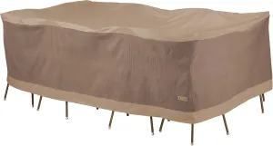 Duck Covers Elegant Waterproof 109 Inch Rectangular/Oval Patio Table & Chair Set Cover, Outdoor Table Cover