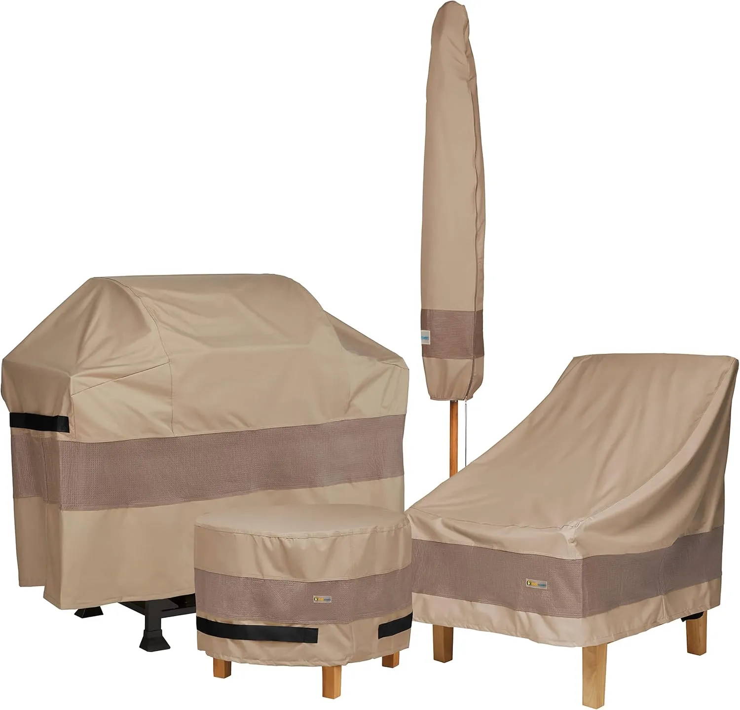 Duck Covers Elegant Waterproof 109 Inch Rectangular/Oval Patio Table & Chair Set Cover, Outdoor Table Cover