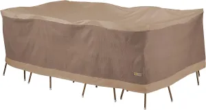 Duck Covers Elegant Waterproof 140 Inch Rectangular/Oval Patio Table & Chair Set Cover, Outdoor Table and Chair Cover