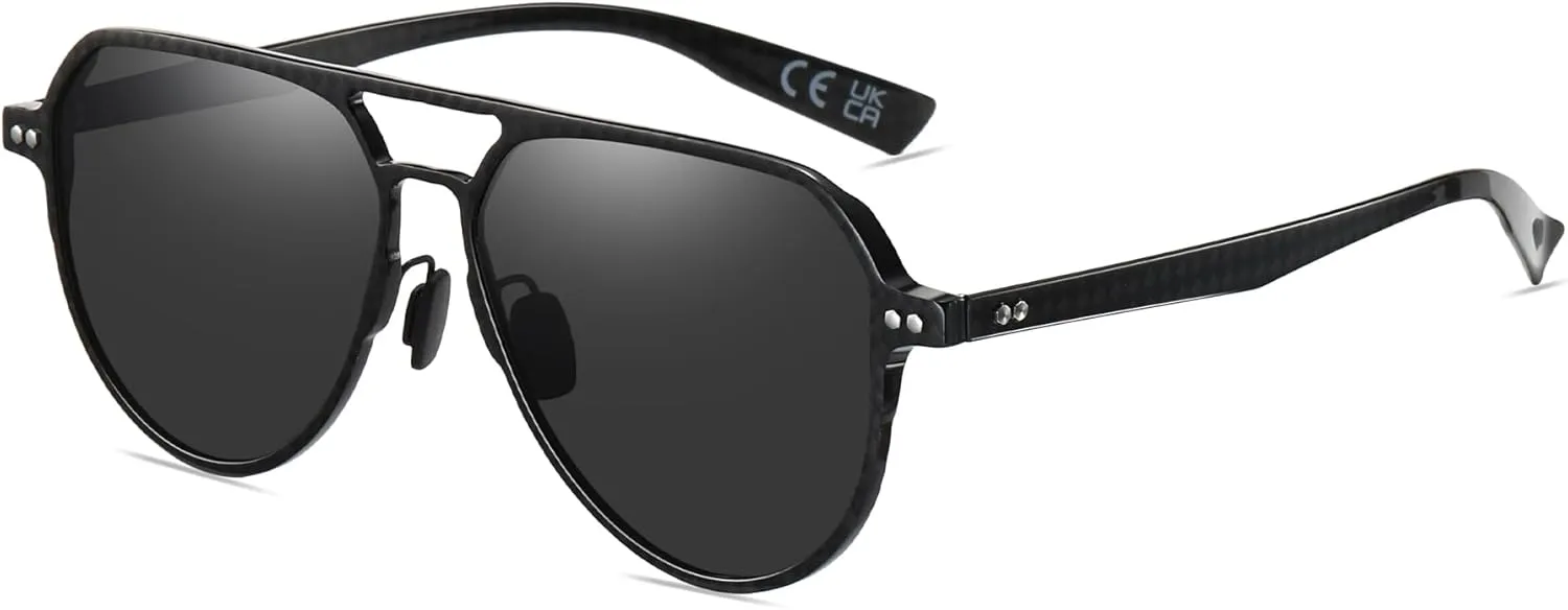 DUCO Aviator Sunglasses for Men Carbon Fiber Frame Polarized UV400 Protection Lens Fishing Driving Golf Sunglasses DC8328