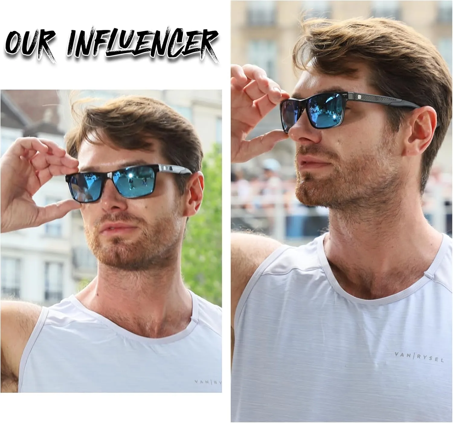DUCO Polarized Sunglasses for Men Lightweight Carbon Fiber UV400 Protection Square Sun Glasses 8207