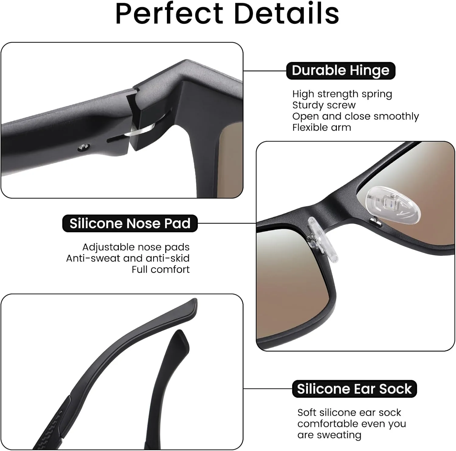 DUCO Polarized Sunglasses for Men Lightweight Carbon Fiber UV400 Protection Square Sun Glasses 8207