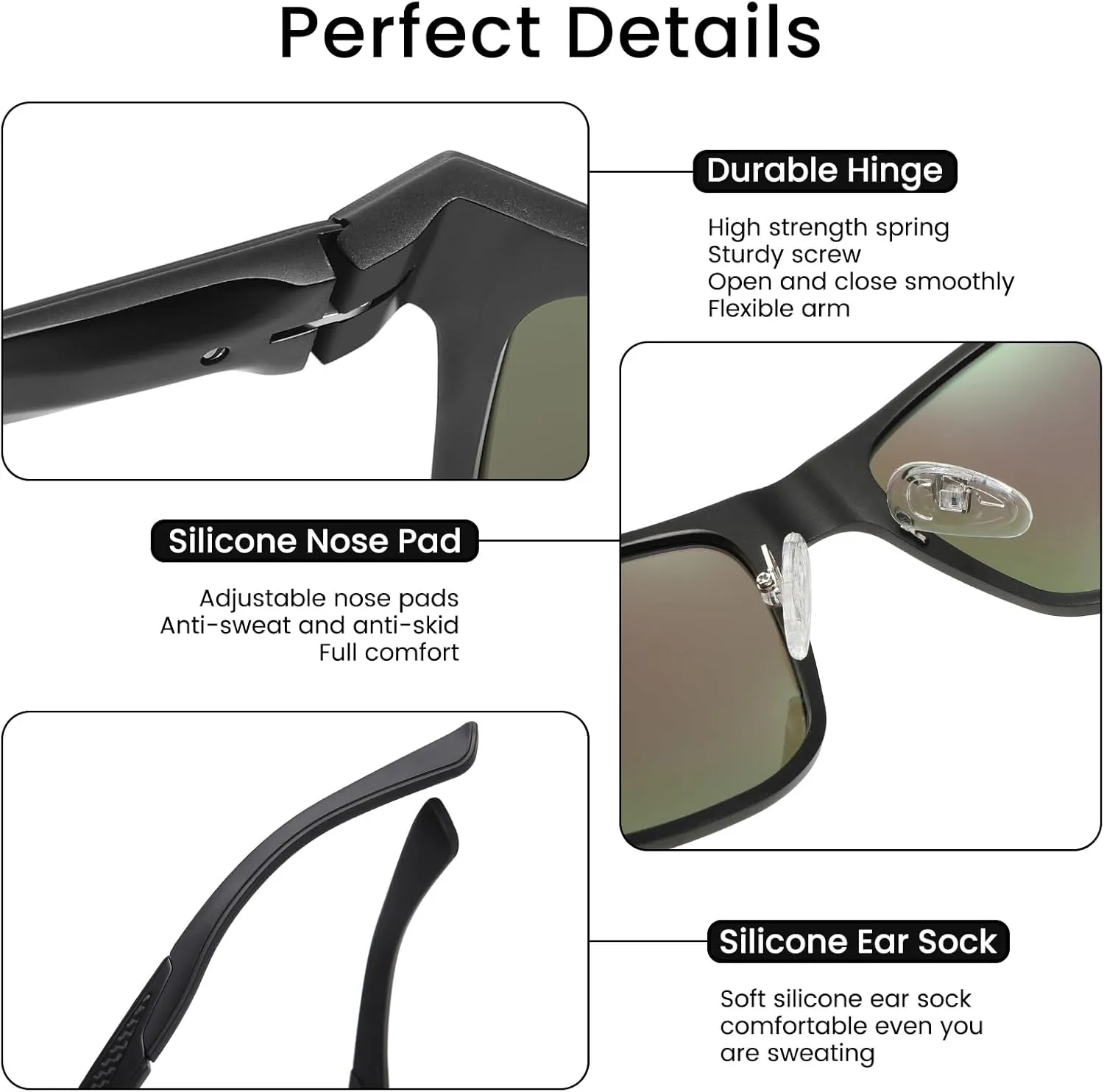DUCO Polarized Sunglasses for Men Lightweight Carbon Fiber UV400 Protection Square Sun Glasses 8207