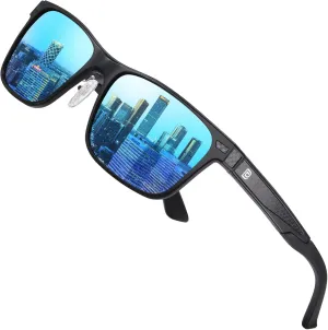 DUCO Polarized Sunglasses for Men Lightweight Carbon Fiber UV400 Protection Square Sun Glasses 8207