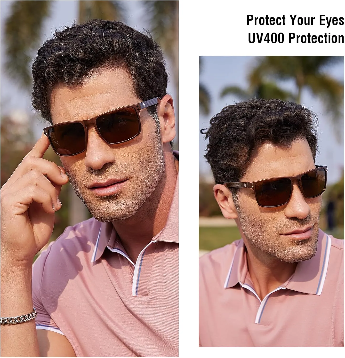 DUCO Sunglasses men Polarized Retro Square Sunglasses for men UV Protection Sports Sun Glasses for Golfing Running 8208