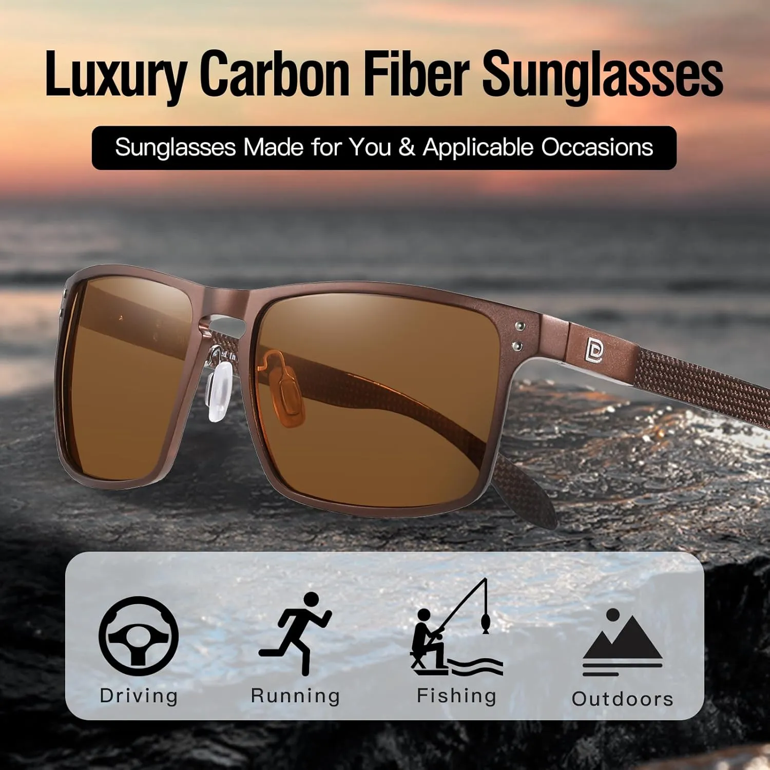 DUCO Sunglasses men Polarized Retro Square Sunglasses for men UV Protection Sports Sun Glasses for Golfing Running 8208