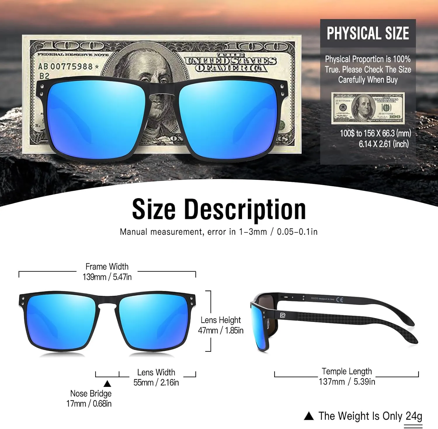 DUCO Sunglasses men Polarized Retro Square Sunglasses for men UV Protection Sports Sun Glasses for Golfing Running 8208