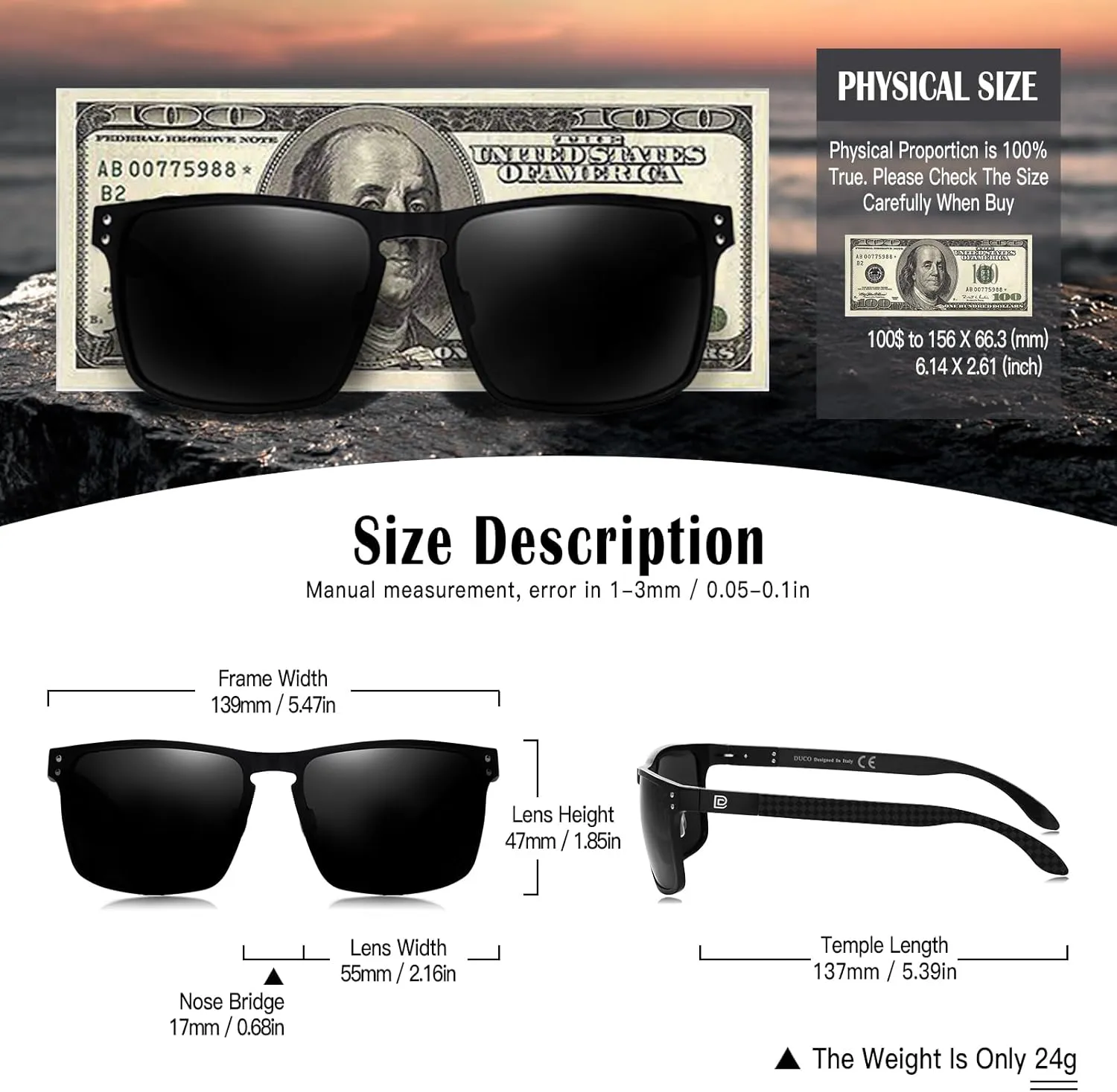 DUCO Sunglasses men Polarized Retro Square Sunglasses for men UV Protection Sports Sun Glasses for Golfing Running 8208
