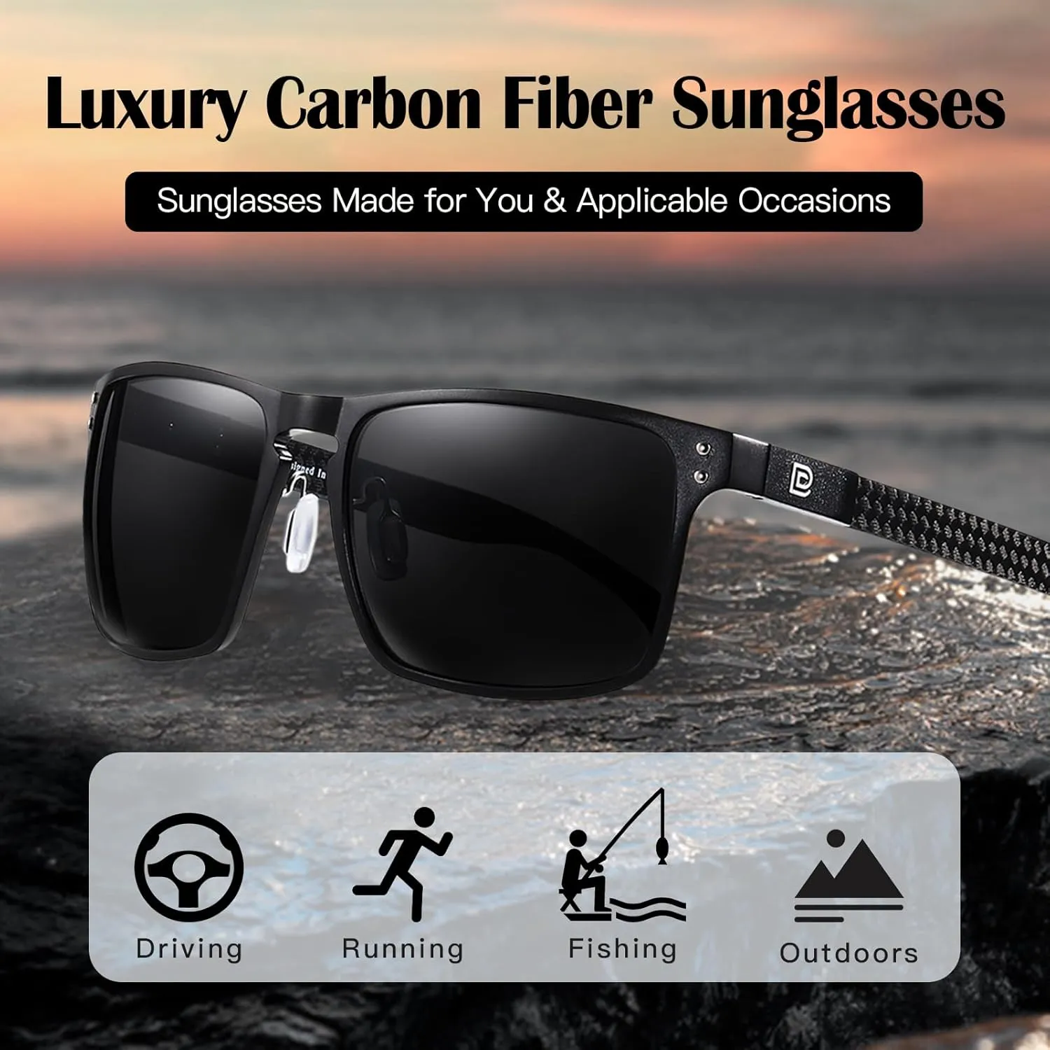 DUCO Sunglasses men Polarized Retro Square Sunglasses for men UV Protection Sports Sun Glasses for Golfing Running 8208