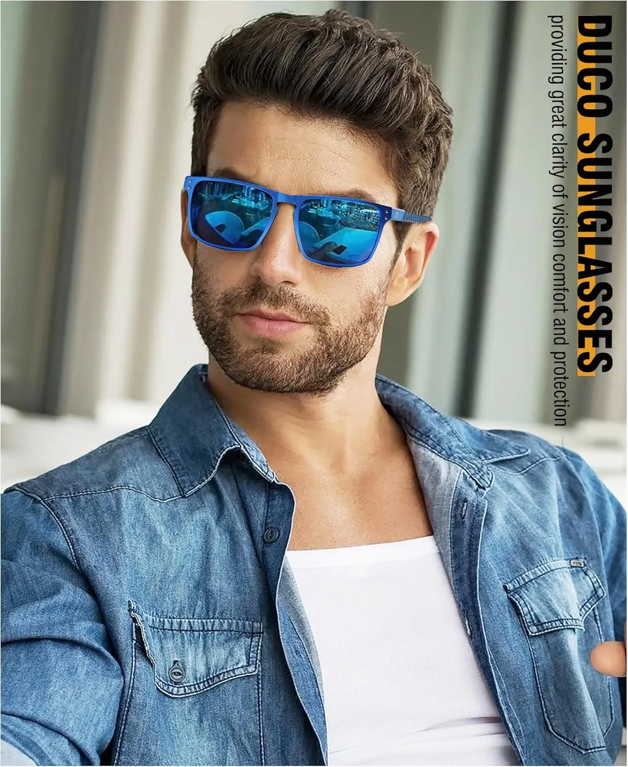 DUCO Sunglasses men Polarized Retro Square Sunglasses for men UV Protection Sports Sun Glasses for Golfing Running 8208