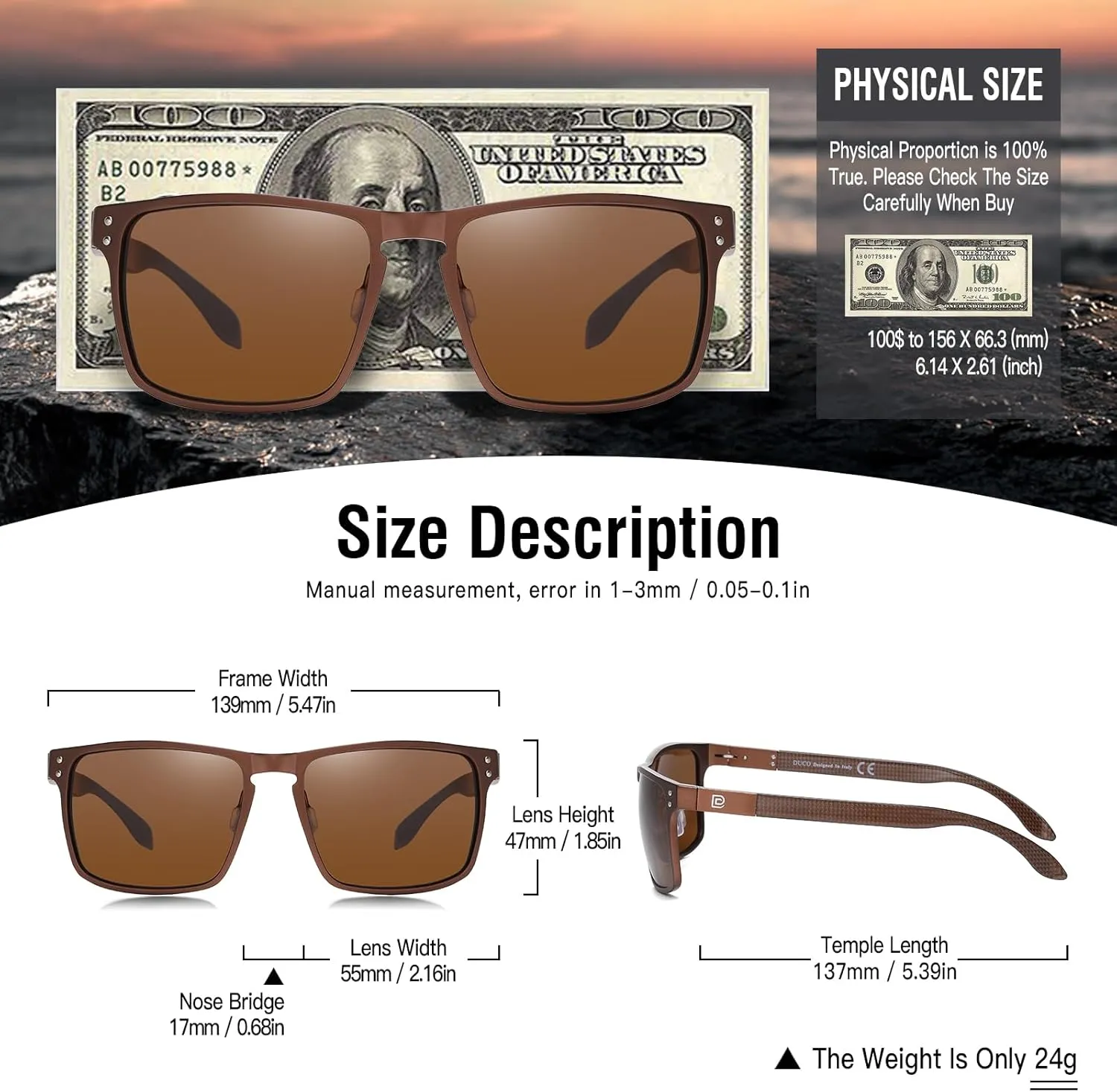 DUCO Sunglasses men Polarized Retro Square Sunglasses for men UV Protection Sports Sun Glasses for Golfing Running 8208