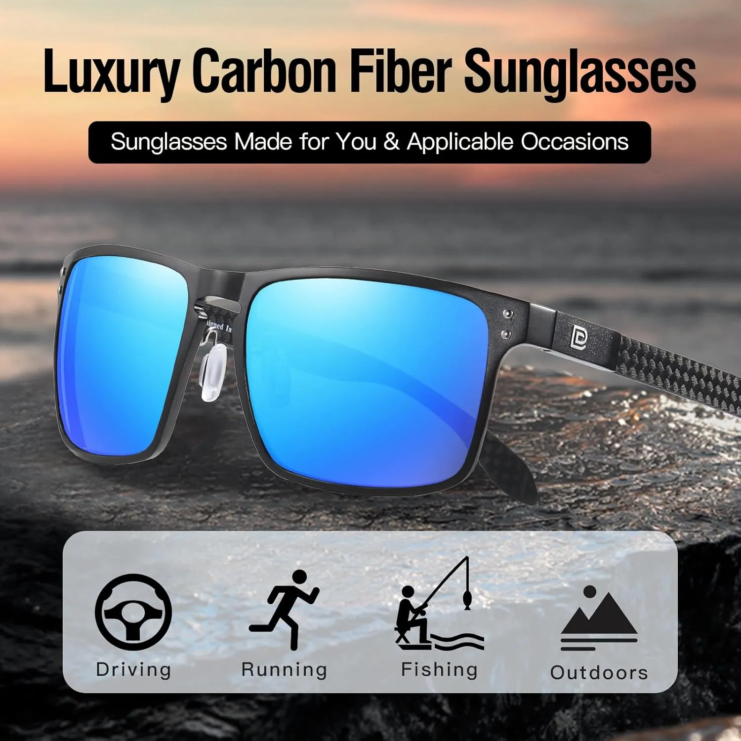 DUCO Sunglasses men Polarized Retro Square Sunglasses for men UV Protection Sports Sun Glasses for Golfing Running 8208