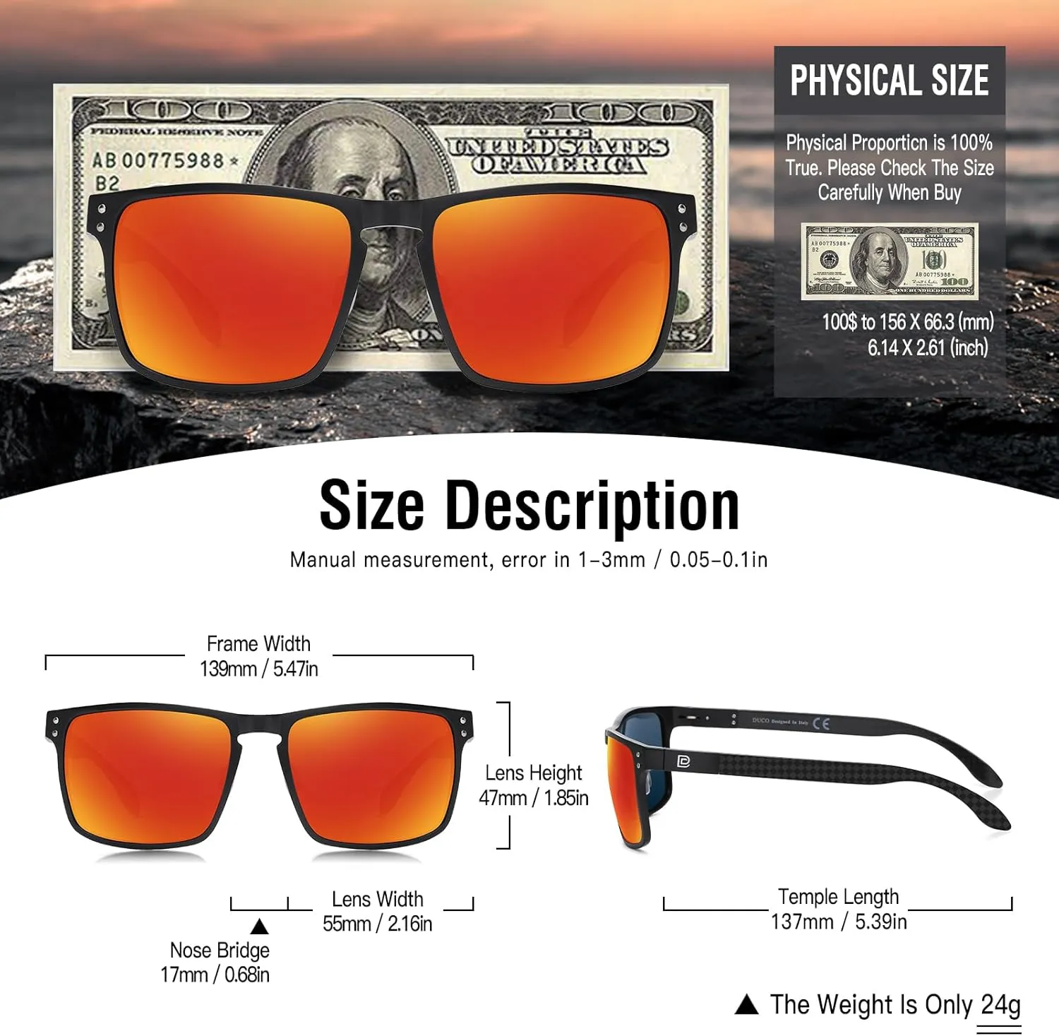 DUCO Sunglasses men Polarized Retro Square Sunglasses for men UV Protection Sports Sun Glasses for Golfing Running 8208