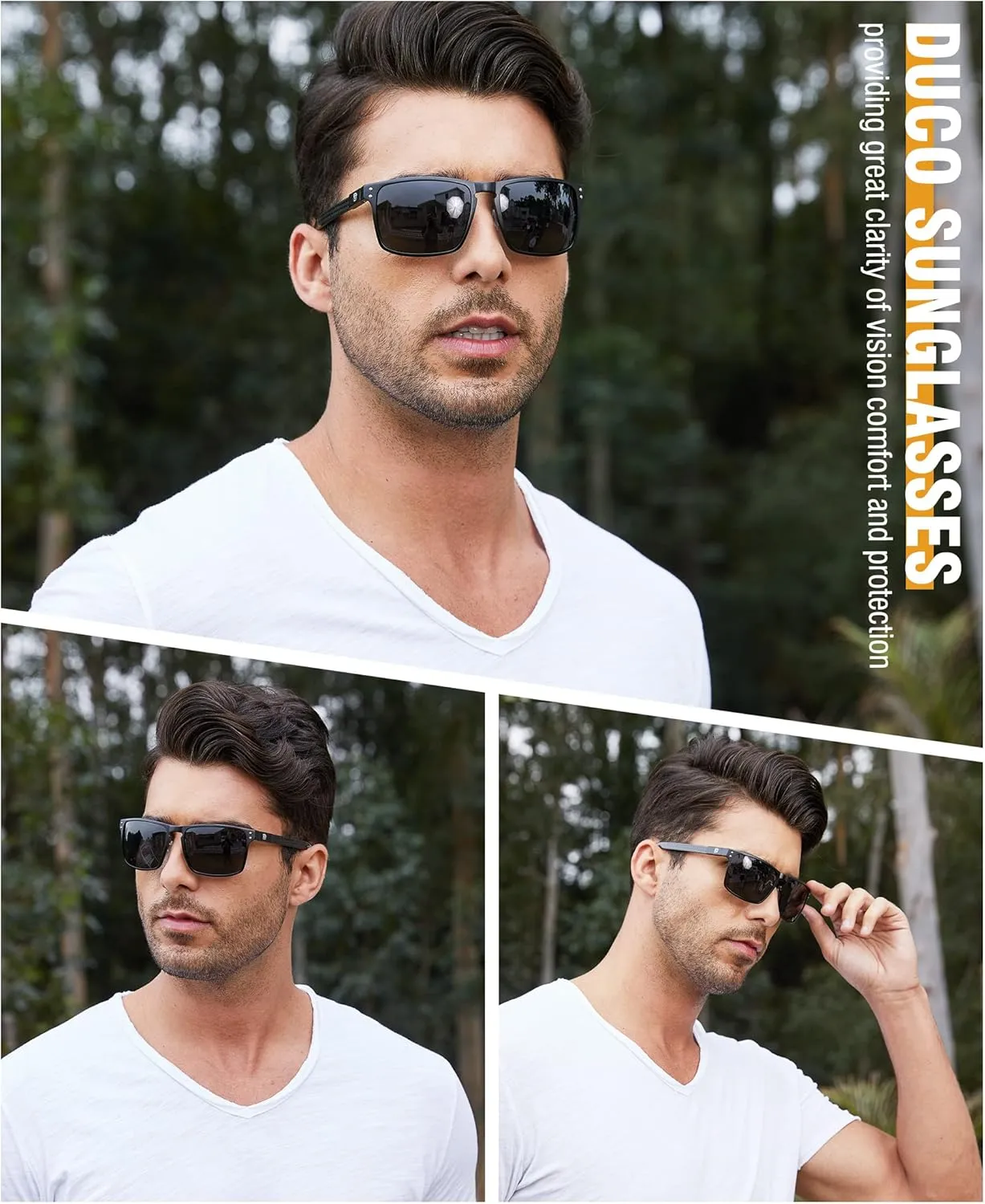 DUCO Sunglasses men Polarized Retro Square Sunglasses for men UV Protection Sports Sun Glasses for Golfing Running 8208