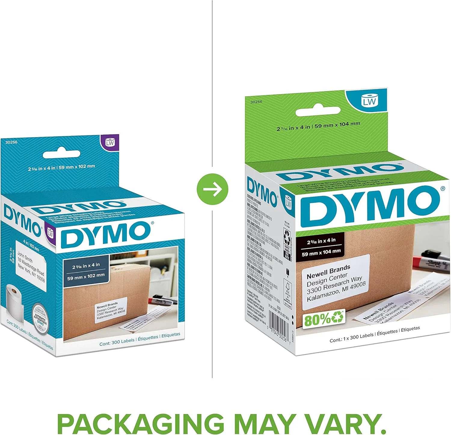 DYMO Authentic LW Large Shipping Labels DYMO Labels for LabelWriter Label Printers Print Up to 6-Line Addresses 2-5/16" x 4" 1 Roll of 300
