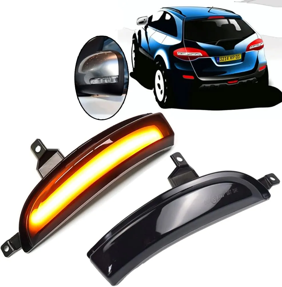Dynamic LED Turn Signal Light Sequential Blinker Side Mirror Indicator Lamp Fit For Renault Koleos HY 2011-2017 1st Gen Facelift Model (Yellow)