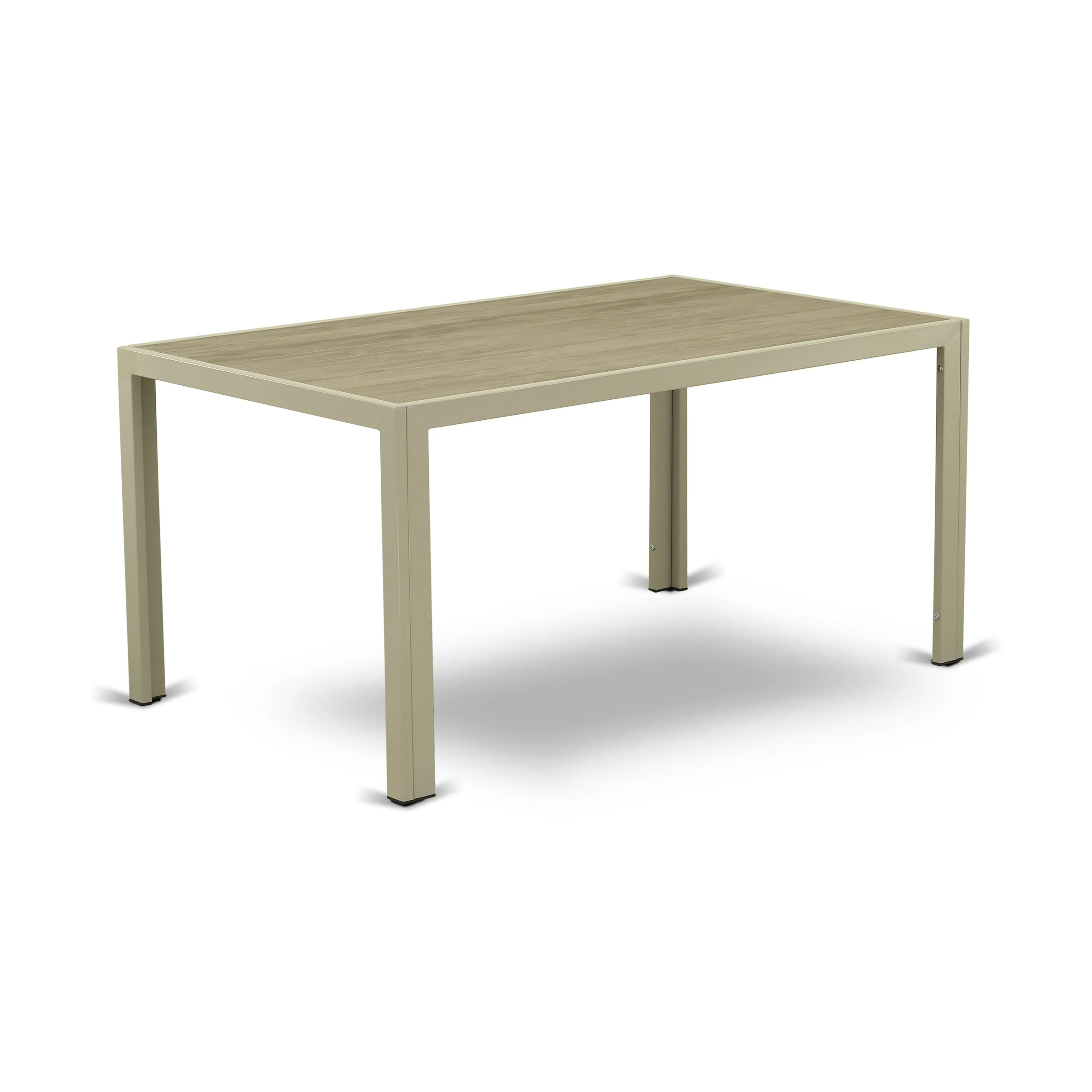 East West Furniture JULTW03 Jubi Outdoor Wicker Dining Table - Rectangle PE Wicker Table with Wood Top, 36x60 Inch, Natural Linen