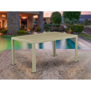 East West Furniture JULTW03 Jubi Outdoor Wicker Dining Table - Rectangle PE Wicker Table with Wood Top, 36x60 Inch, Natural Linen