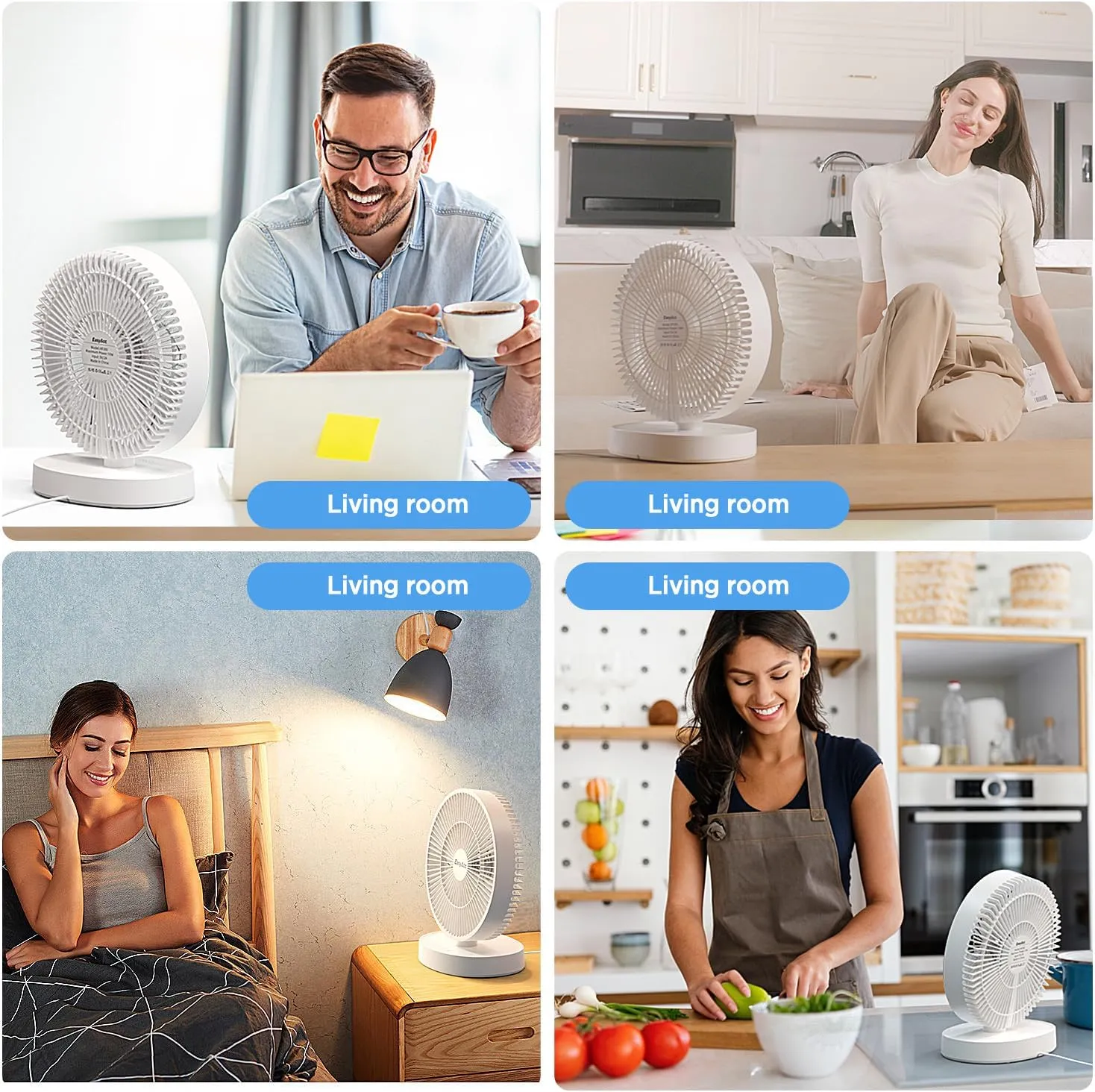 EasyAcc 11 Inch Large Desk Fan, USB Fan Air Circulator Fan Ultra Quiet 24 dB, IP67 waterproof, 5 Speeds, Timer, Energy Saving Table Fan, Adjustable Angle for Home, Office, Bedroom（USB - Powered）
