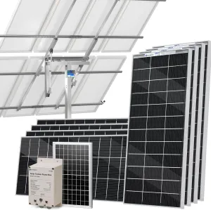 ECO-WORTHY 1600W Solar Tracker System: 8pcs Bifacial 195W Monocrystalline Solar Panels, Expanded Version Dual-Axis Solar Tracking Kit with Power Box and Controller for Shed Farm Yard
