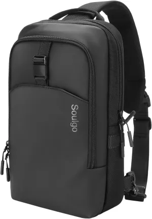 EDC Sling Bag for Men & Women, 5.5L Water-resistant Crossbody Backpack Chest Shoulder Bag Compatible with 11 inch iPad Pro/Air, Lightweight Daypack for Daily Use-Black