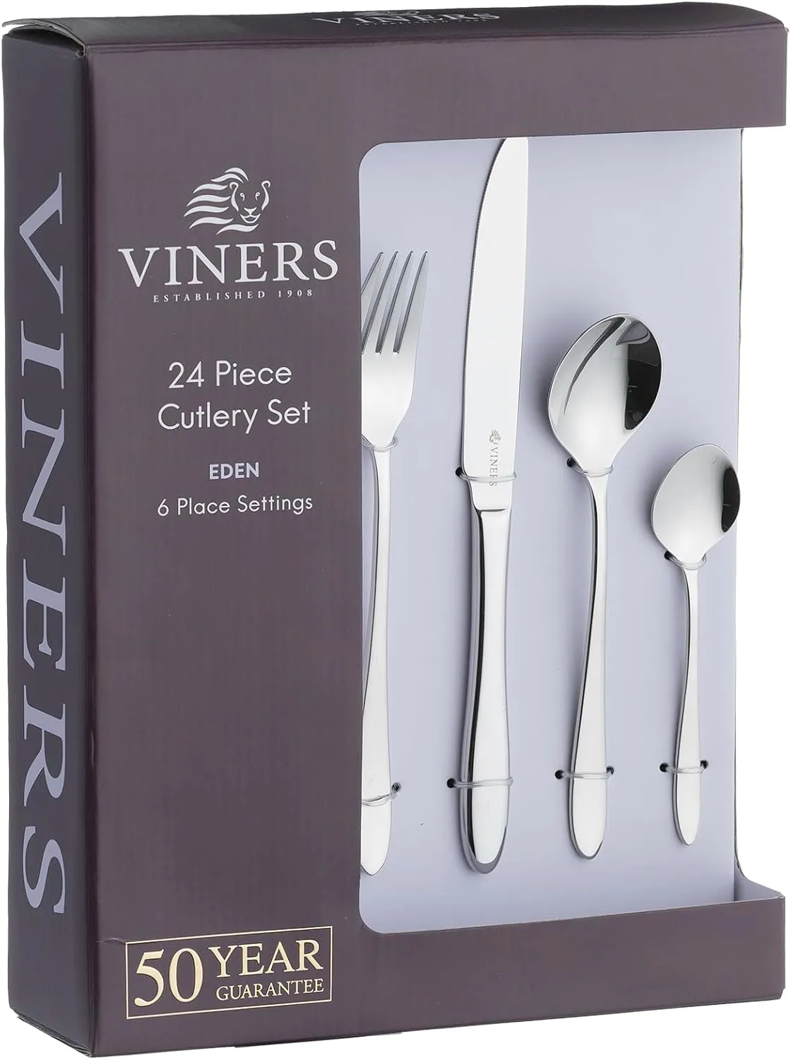 Eden Stainless Steel Cutlery Set for Six People Gift Box, Silver, 24pce