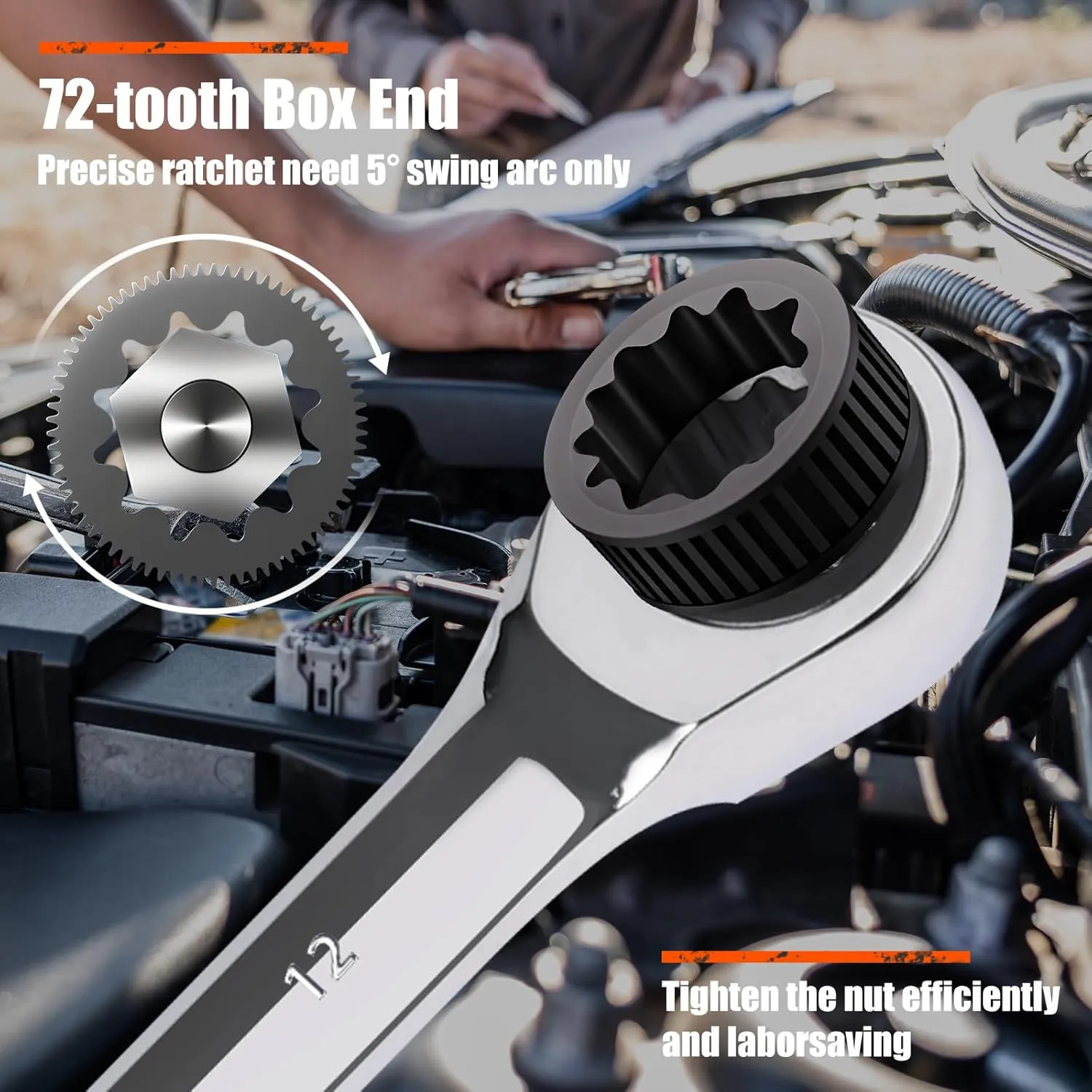 Egofine 18pc Metric Wrench Set, 6 mm - 24 mm Chrome Vanadium Steel Ratcheting Wrench Set with a Roll Up Storage Bag
