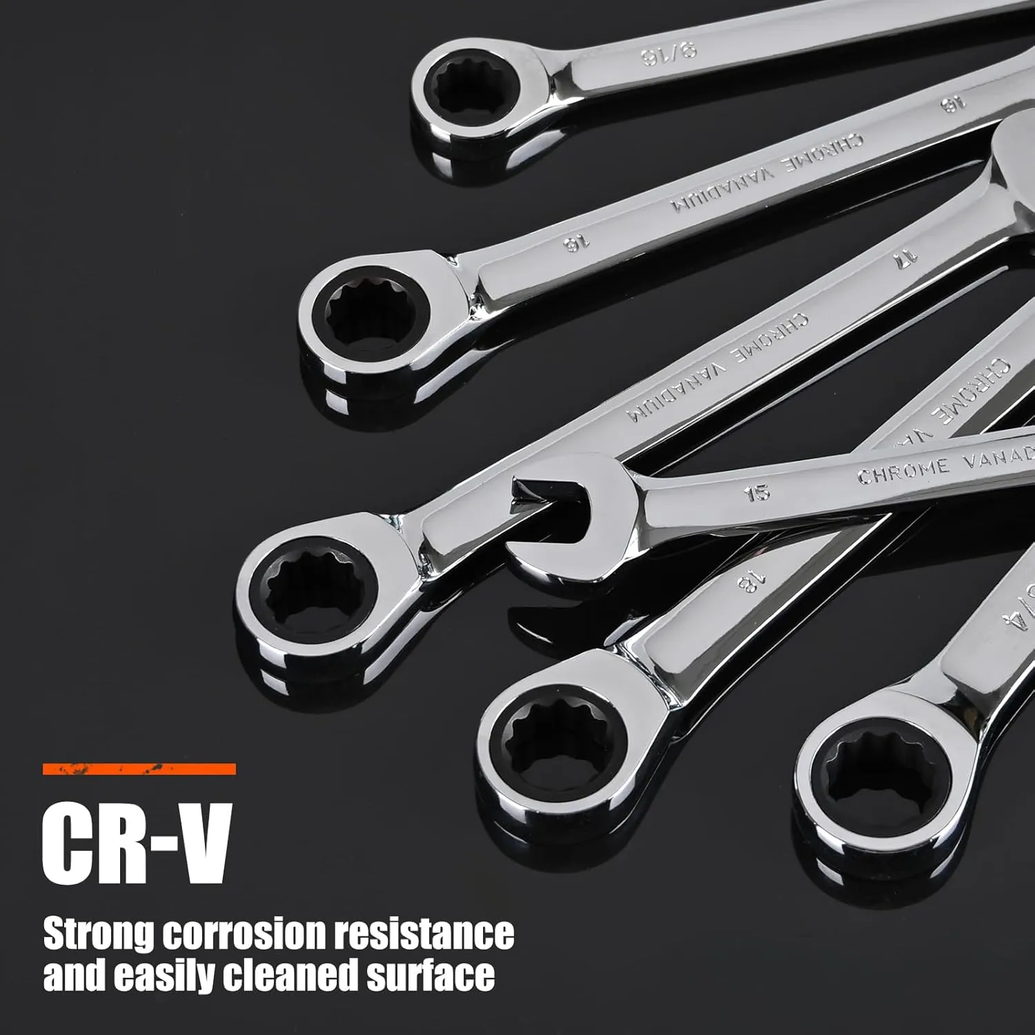 Egofine 18pc Metric Wrench Set, 6 mm - 24 mm Chrome Vanadium Steel Ratcheting Wrench Set with a Roll Up Storage Bag