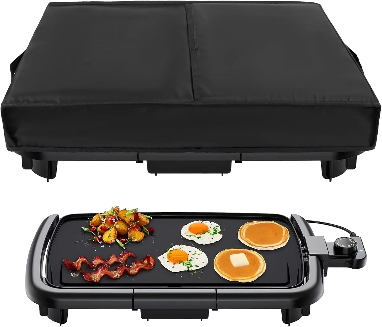Electric Griddle Cover for Bella 12"" x 22"" Electric Griddle, Dust Waterproof Accessories Compartment with Two Side Handles Cover, Compatible with Bella XL Electrics Ceramic Titanium Griddles