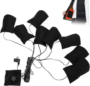 Electric Heated Pad, Clothes Heating Pad,Heat Pad USB,Adjustable Third Gear Temperature 8 in 1 Metal Fiber Warm Winter Electric Clothing Heating Pads Gears Waterproof Clothes Vest Jacket Pads For Heat