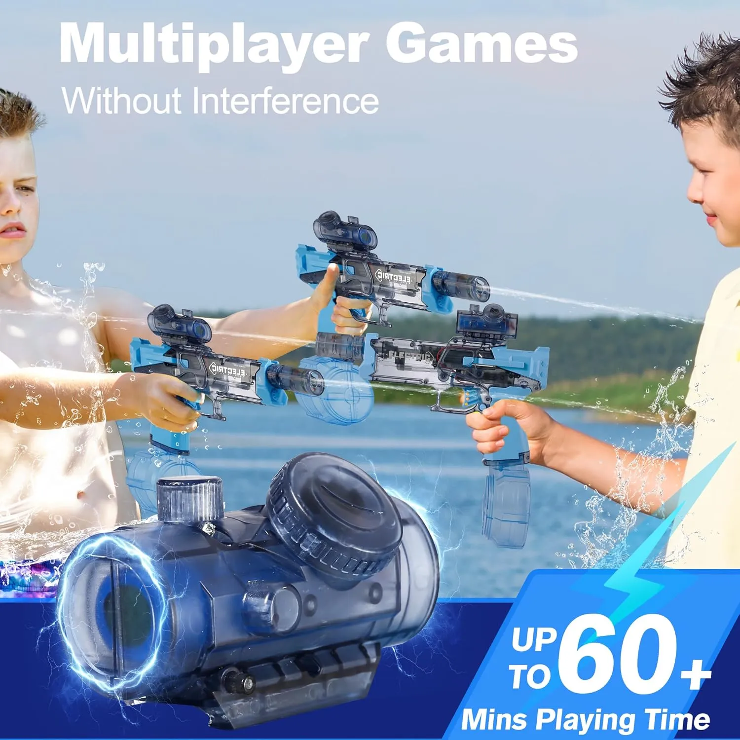 Electric Water Gun for Kids Ages 8-12-Automatic Water Gun with Automatic High Power,Beach Toys for Summer Outdoor Fun,Perfect Pool and Water Guns Play (Blue)
