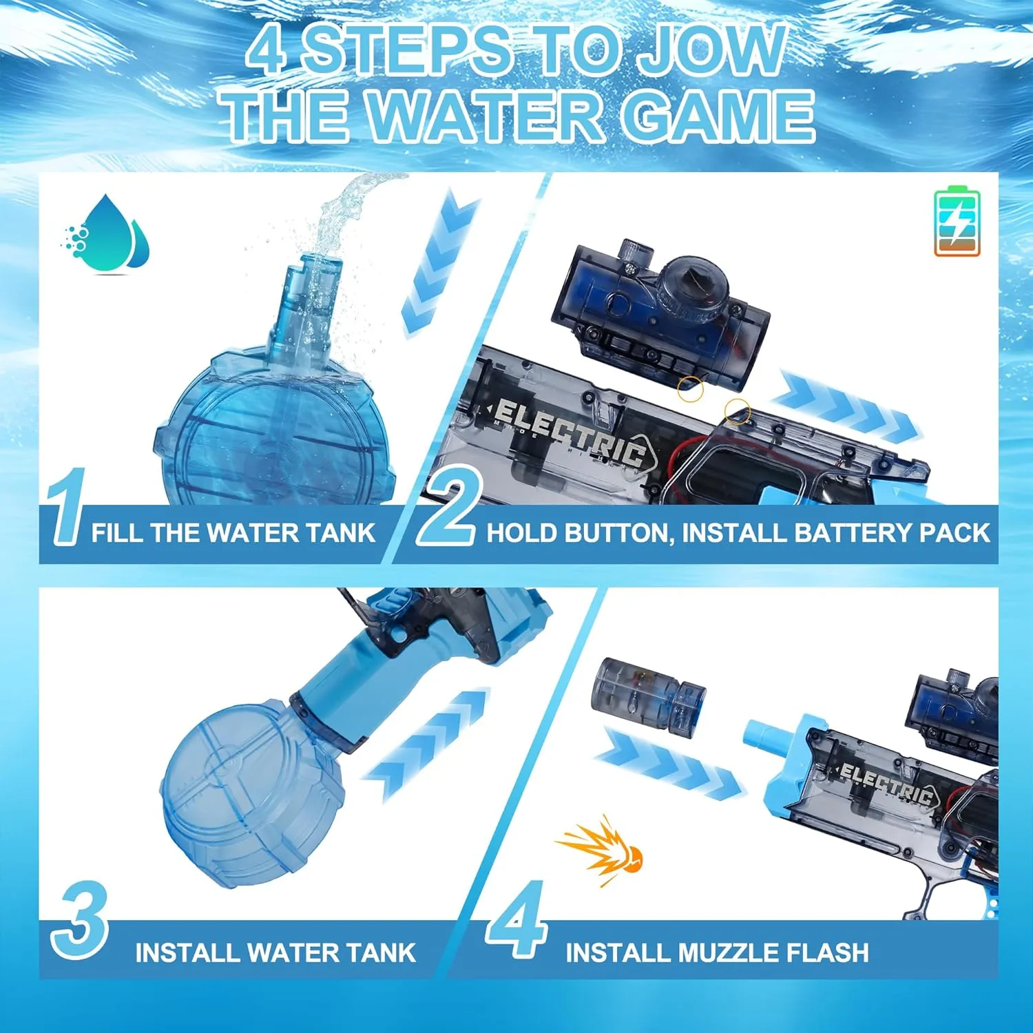 Electric Water Gun for Kids Ages 8-12-Automatic Water Gun with Automatic High Power,Beach Toys for Summer Outdoor Fun,Perfect Pool and Water Guns Play (Blue)