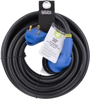 Electric World RV 30 Amp 30' 90 Degree Angle Detachable Cordset with Light | RV Power Solution