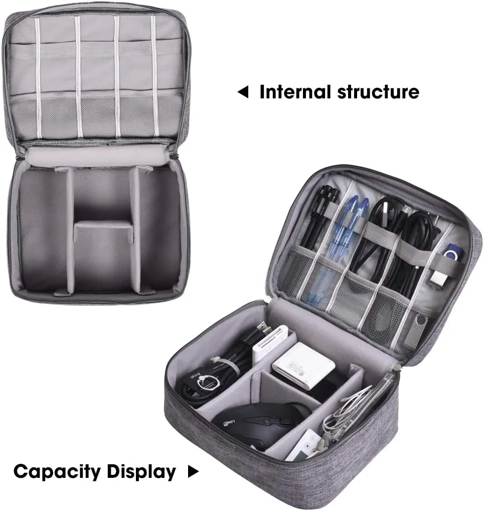 Electronics Accessories Travel Organizer Bag for USB Cables, Charger, Mouse Pocket Hard Drive, Power Bank,Phone, USB, SD Card. (Red)