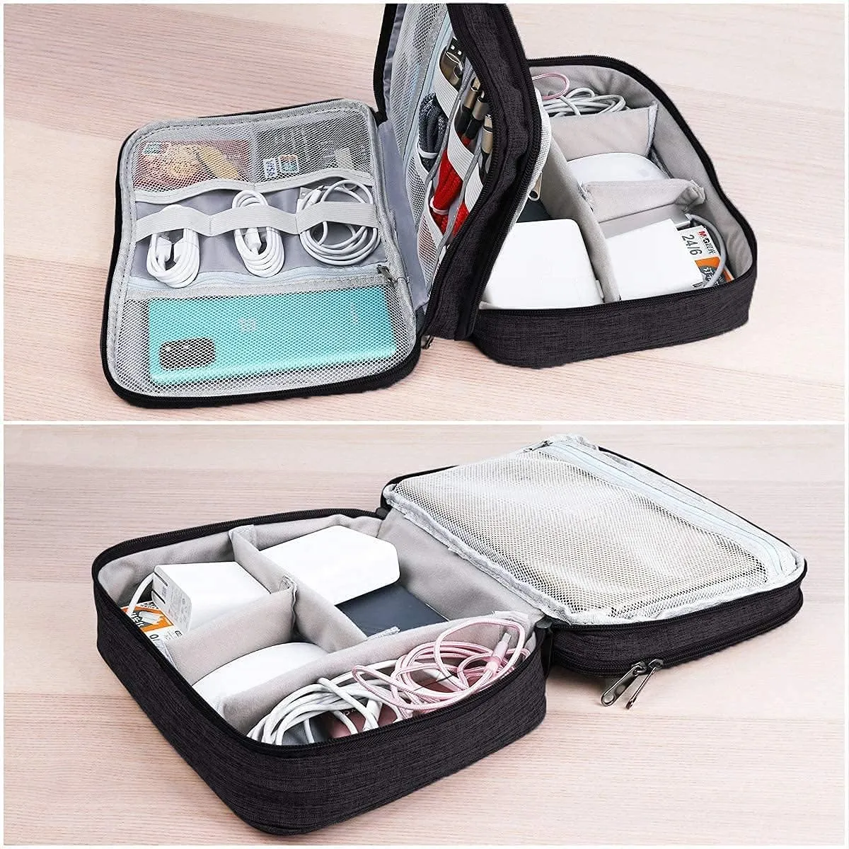 Electronics Organizer, Jelly Comb Electronic Accessories Cable Organizer Bag Waterproof Travel Cable Storage Bag for Charging Cable, Power Bank, iPad