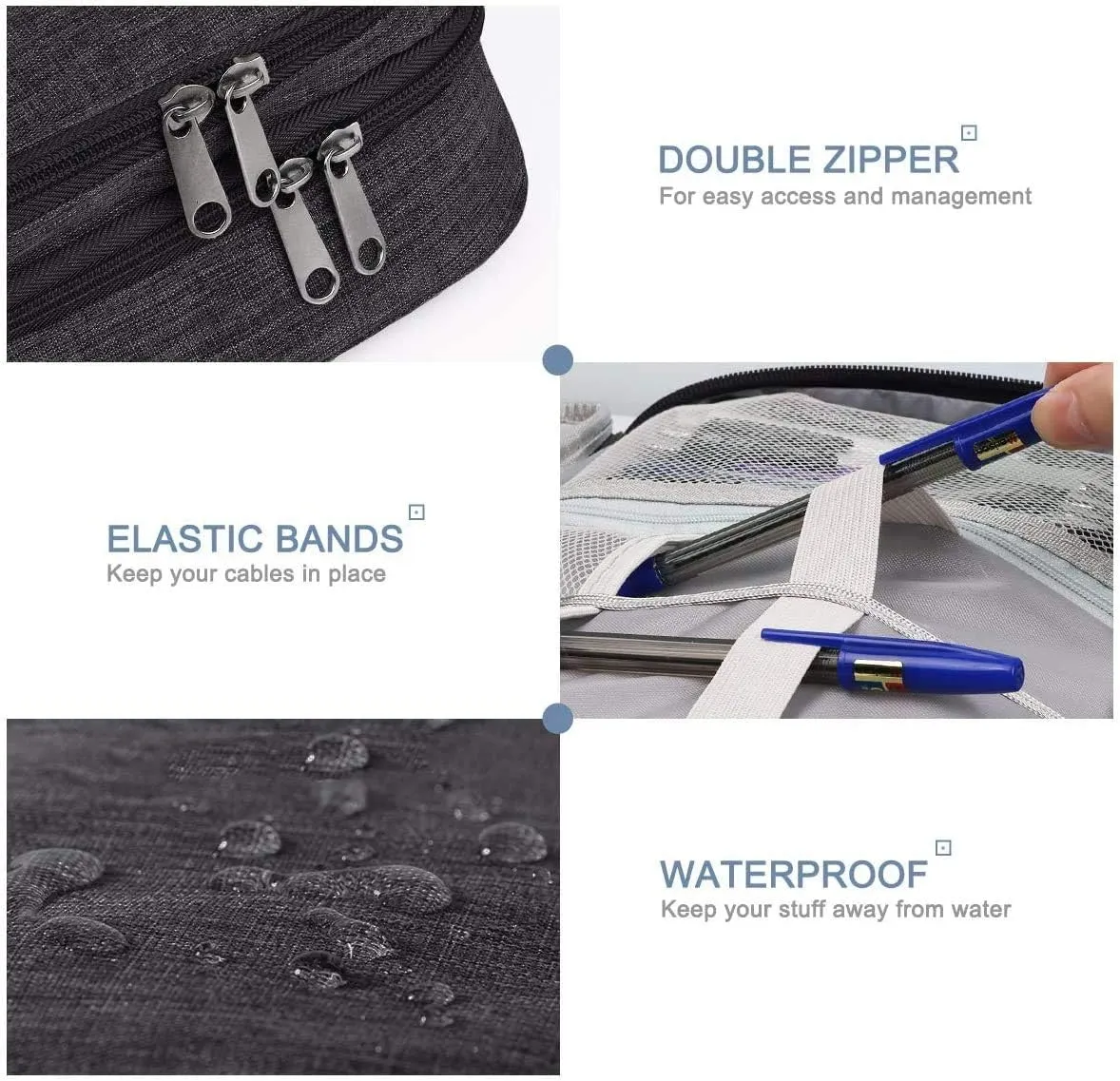 Electronics Organizer, Jelly Comb Electronic Accessories Cable Organizer Bag Waterproof Travel Cable Storage Bag for Charging Cable, Power Bank, iPad
