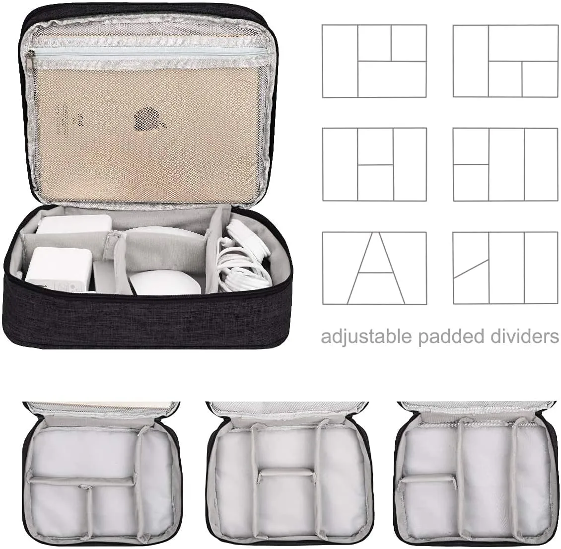 Electronics Organizer, Jelly Comb Electronic Accessories Cable Organizer Bag Waterproof Travel Cable Storage Bag for Charging Cable, Power Bank, iPad