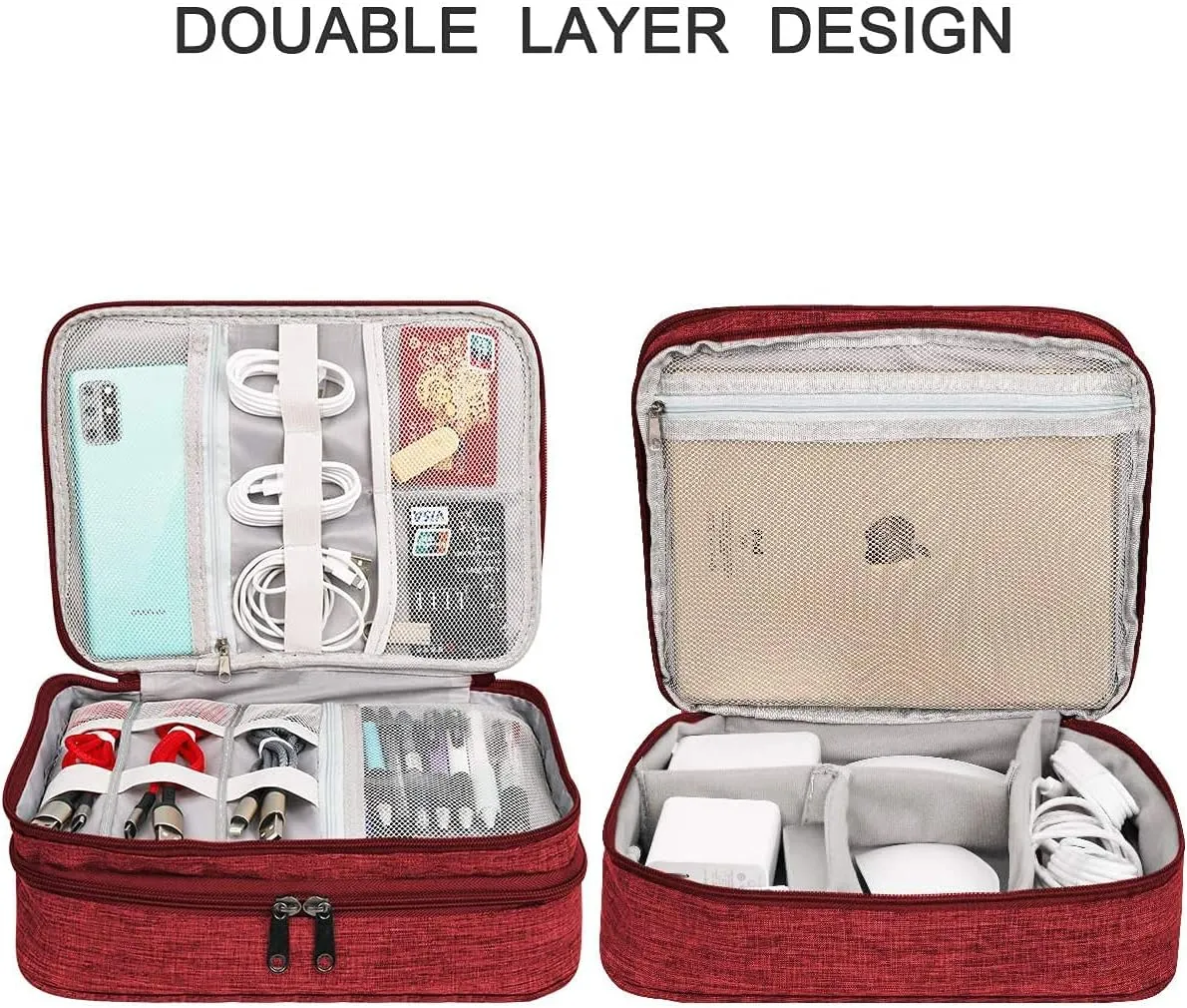 Electronics Organizer, Jelly Comb Electronic Accessories Cable Organizer Bag Waterproof Travel Cable Storage Bag for Charging Cable, Power Bank, iPad