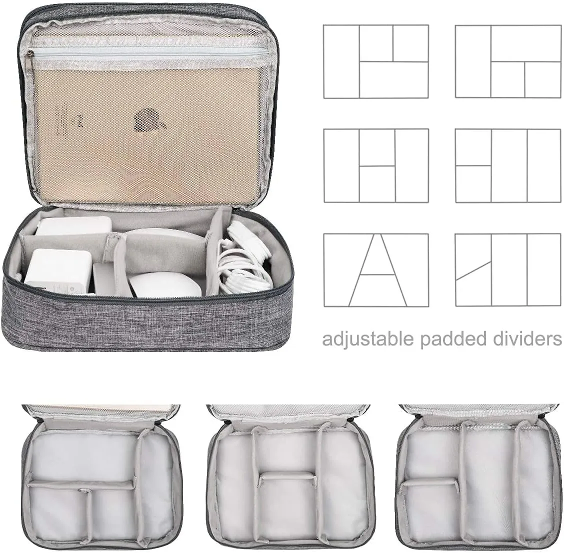 Electronics Organizer, Jelly Comb Electronic Accessories Cable Organizer Bag Waterproof Travel Cable Storage Bag for Charging Cable, Power Bank, iPad