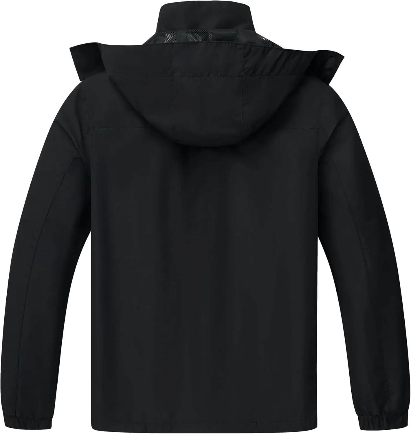 ELLSWOS Men's Waterproof Raincoat Lightweight Rain Jacket with Detachable Hood Softshell Windbreakerl for Hiking Travel