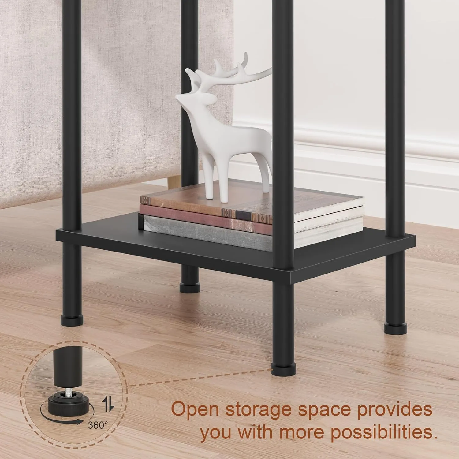 End Table,Small Side Table,2-Tier Nightstand with Storage Shelf,Sofa Bedside Table for Small Spaces in Living Room,Bedroom, Office,Stable Frame,Easy Assembly,Black