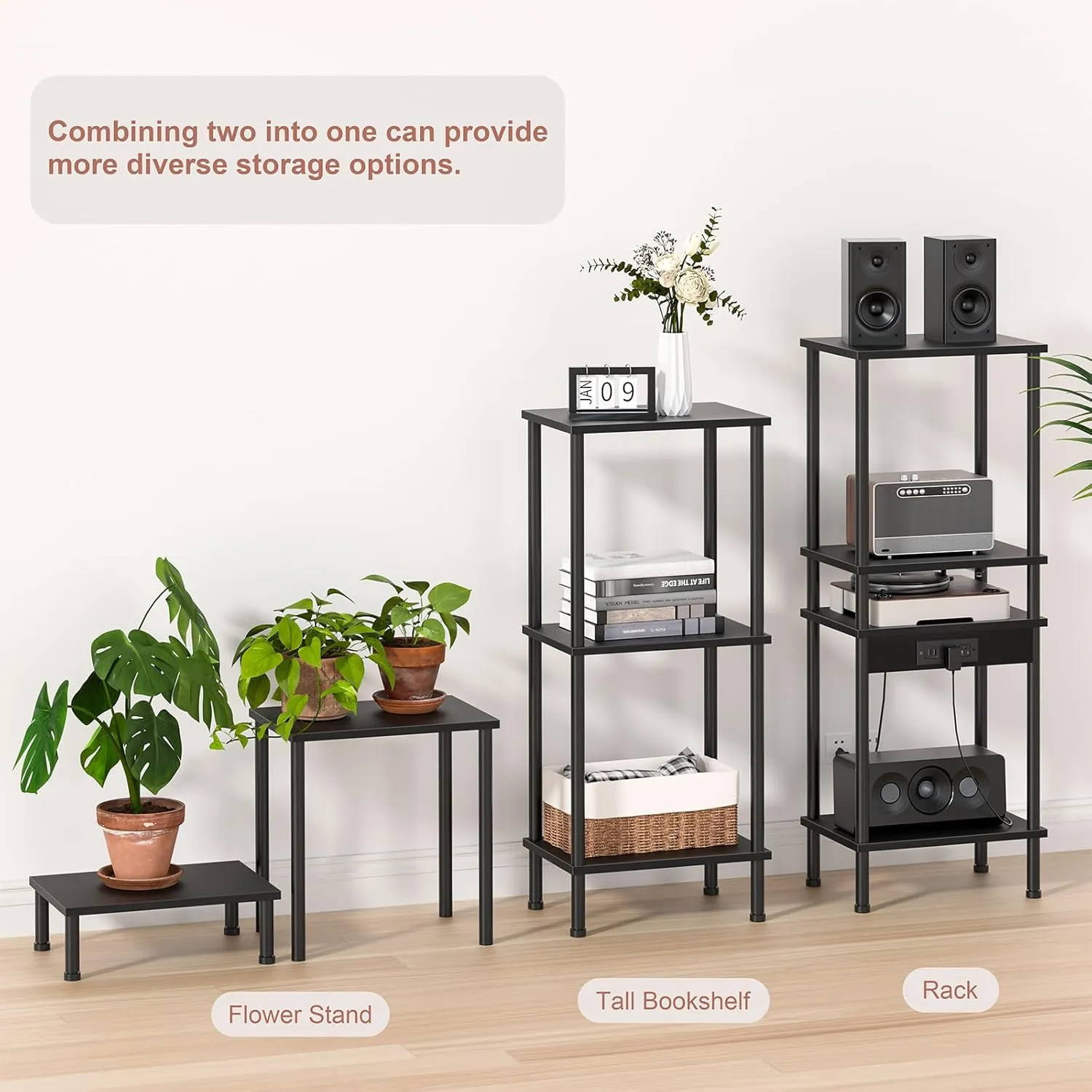 End Table,Small Side Table,2-Tier Nightstand with Storage Shelf,Sofa Bedside Table for Small Spaces in Living Room,Bedroom, Office,Stable Frame,Easy Assembly,Black
