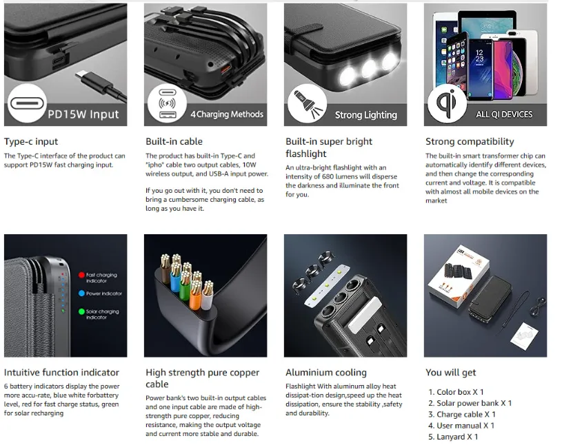EnduraCharge Solar Power Bank With Wireless Charging