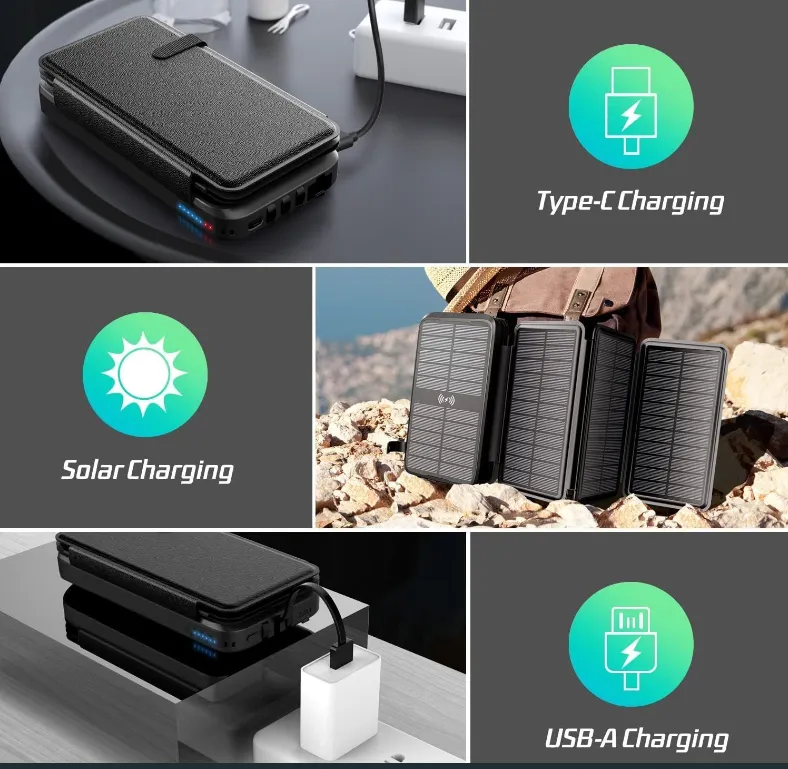 EnduraCharge Solar Power Bank With Wireless Charging