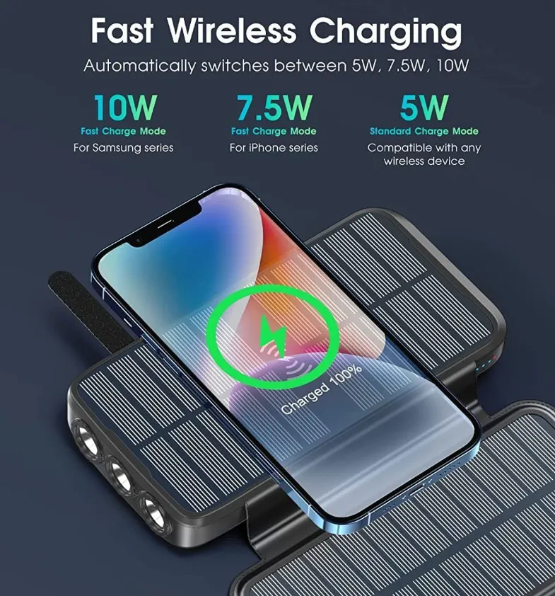 EnduraCharge Solar Power Bank With Wireless Charging