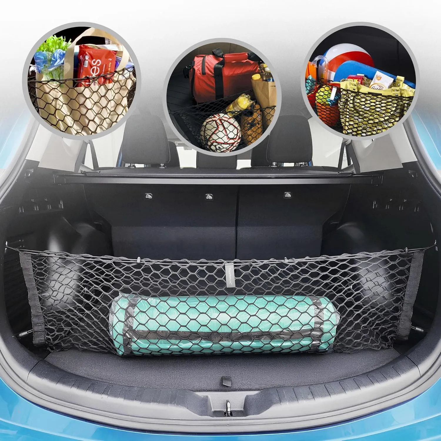 Envelope Style Trunk Mesh Cargo Net for Toyota RAV4 2013-2025, Automotive Exterior Accessories - Premium Car Storage Organizers, Cargo Bed Net for Pickup Truck, Smart Vehicle Storage Organizer