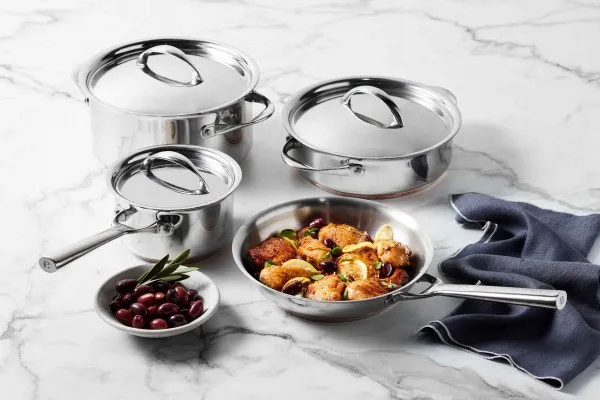 Essteele Per Vita Stainless Steel Cookware Set Induction – 4 Piece (Saucepan 1.9L, Sauteuse 3.1L, Stockpot 5.5L, Open Skillet 24cm)