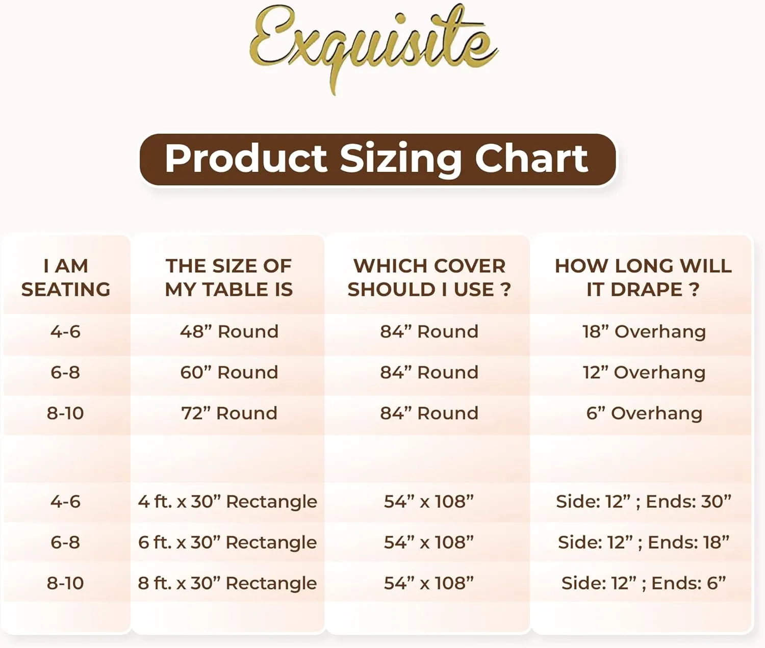 Exquisite 12-Pack Premium Plastic 84-Inch Round Tablecloth - Brown