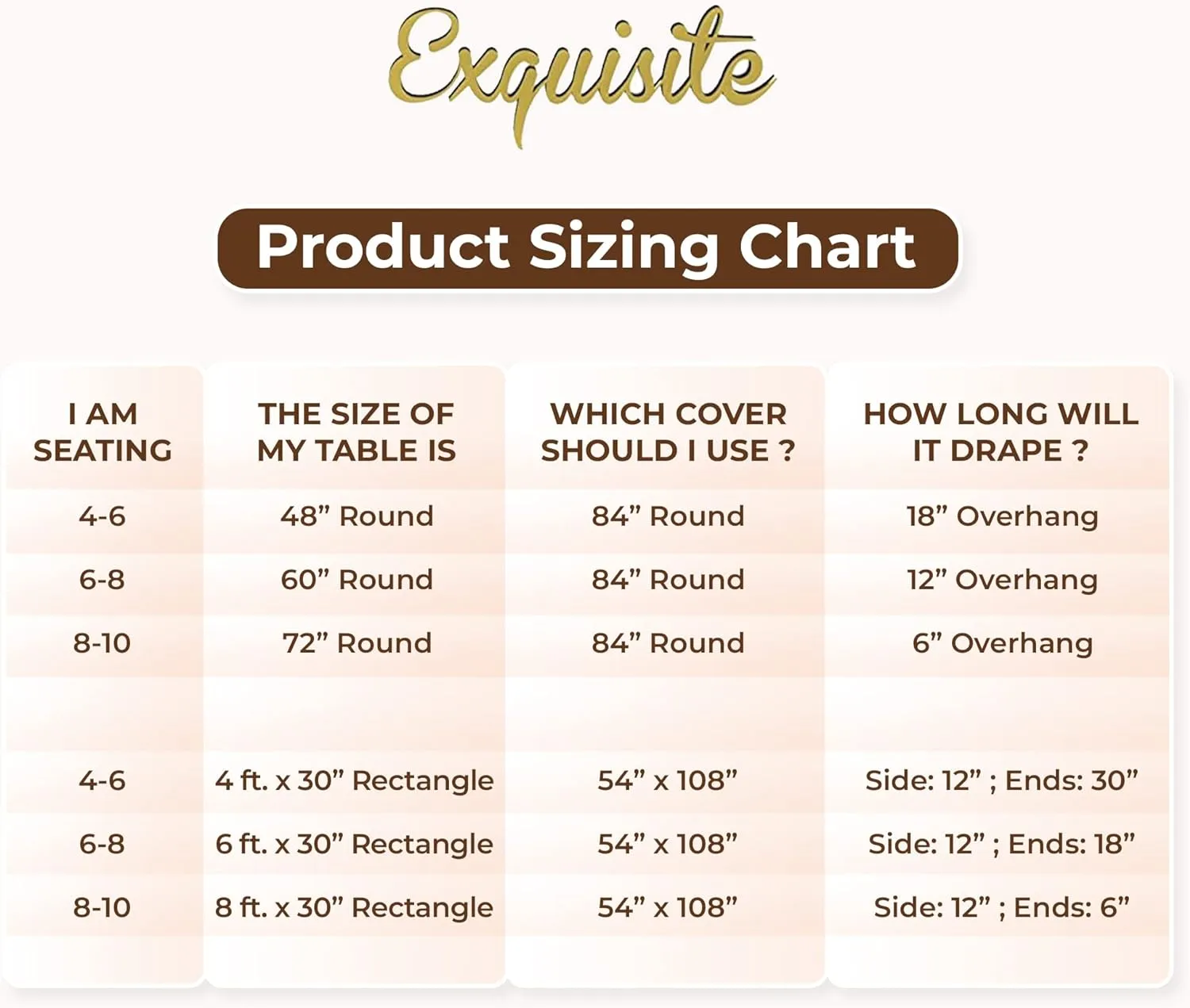 Exquisite 12-Pack Premium Plastic 84-Inch Round Tablecloth - Brown